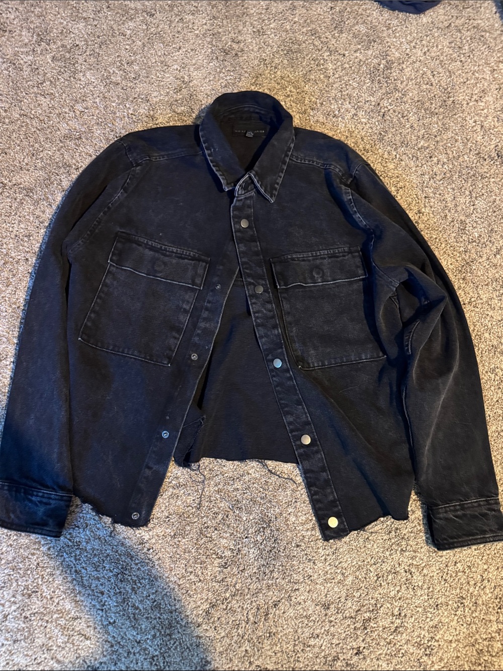 Men's Distressed Black Denim Jacket